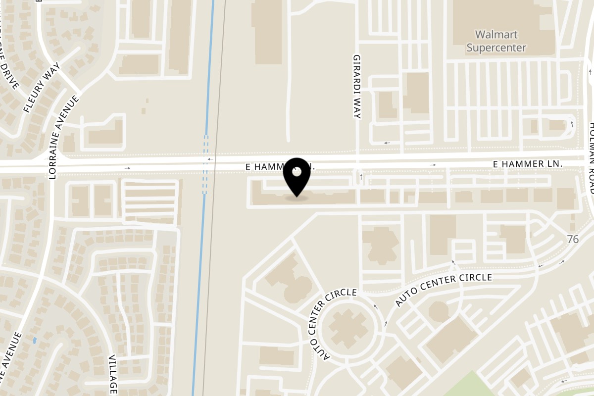 Map showing the location of Tacos Chapala Hammer Lane on 3008 E Hammer Ln STE 102 in Stockton